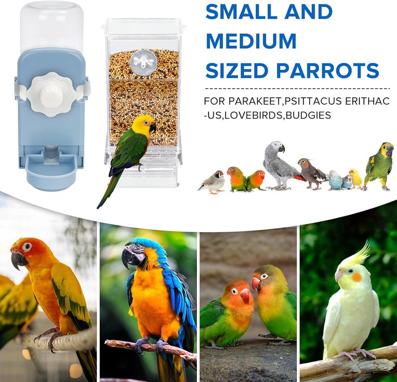lemtrflo No Mess Bird Feeder Water Dispenser Set, Parakeet Cage Accessories, Bird Feeder and Waterers in Cage for Cockatiels, Finches, Lovebirds, Budgies, Canaries - Image 3